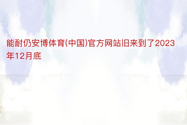 能耐仍安博体育(中国)官方网站旧来到了2023年12月底